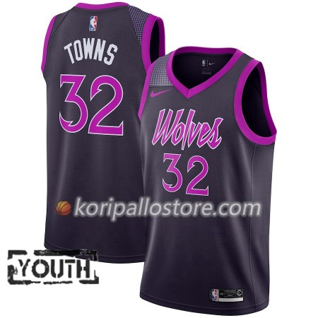 Minnesota Timberwolves Karl-Anthony Towns 32 2018-19 Nike City Edition Violetti Lasten Pelipaidat Swingman